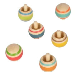 Small Foot - Houten Tollen Gestreept, Set van 6