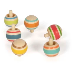 Small Foot - Houten Tollen Gestreept, Set van 6