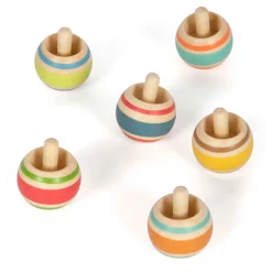 Small Foot - Houten Tollen Gestreept, Set van 6