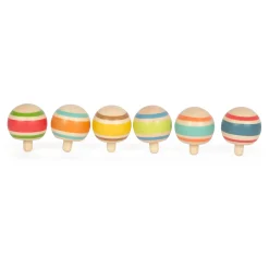 Small Foot - Houten Tollen Gestreept, Set van 6
