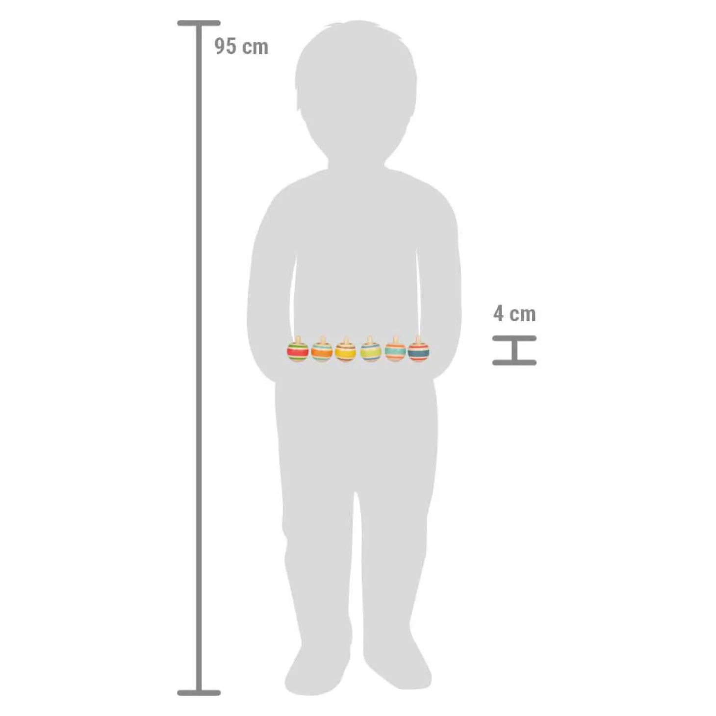 Small Foot - Houten Tollen Gestreept, Set van 6