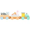 Small Foot - Houten Trein met Bosdieren Pastel, 9dlg.