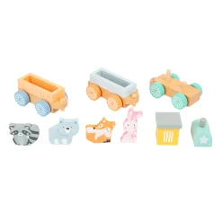 Small Foot - Houten Trein met Bosdieren Pastel, 9dlg.