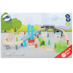 Small Foot - Houten Treinset met Brug, 60dlg.