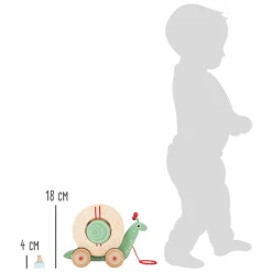 Small Foot - Houten Trekfiguur Vormenstoof Slak, 6dlg.