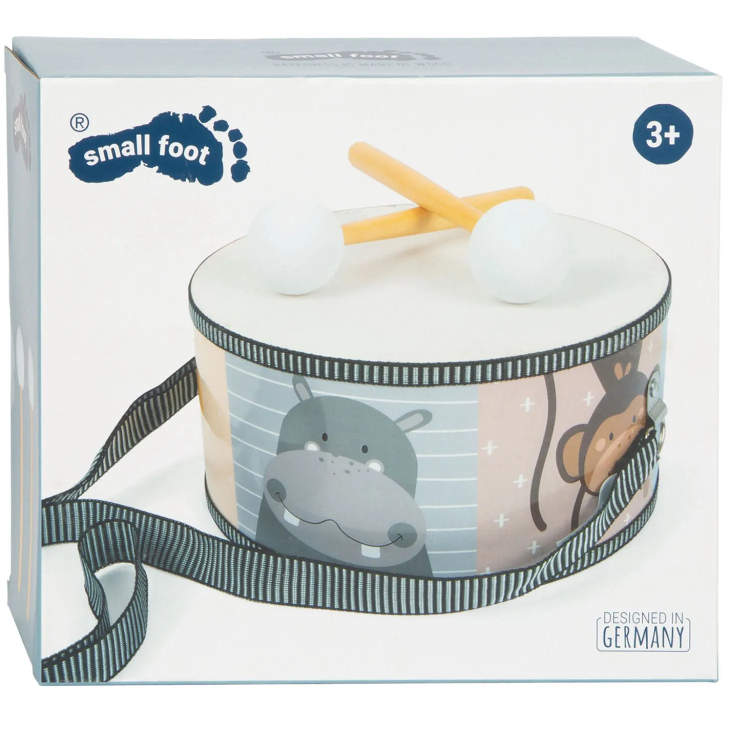 Small Foot - Houten Trommel Wilde Dieren met Stokken, 3dlg.