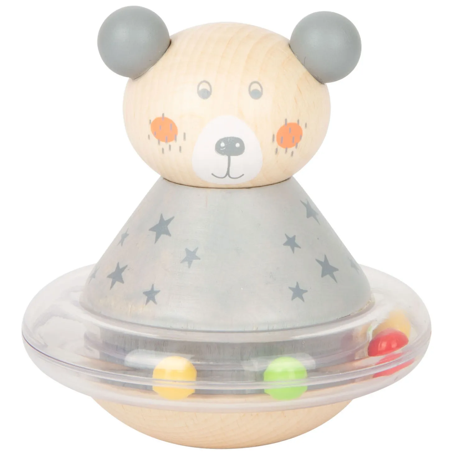 Small Foot - Houten Tuimelaar Rammelaar Beer, per stuk