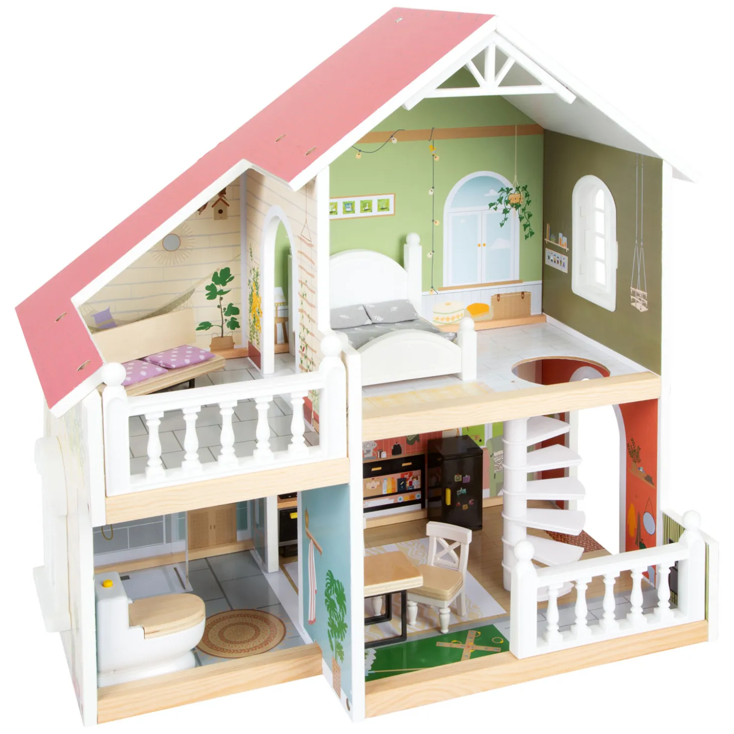 Small Foot - Houten Urban Villa Poppenhuis met Meubeltjes, 9dlg.