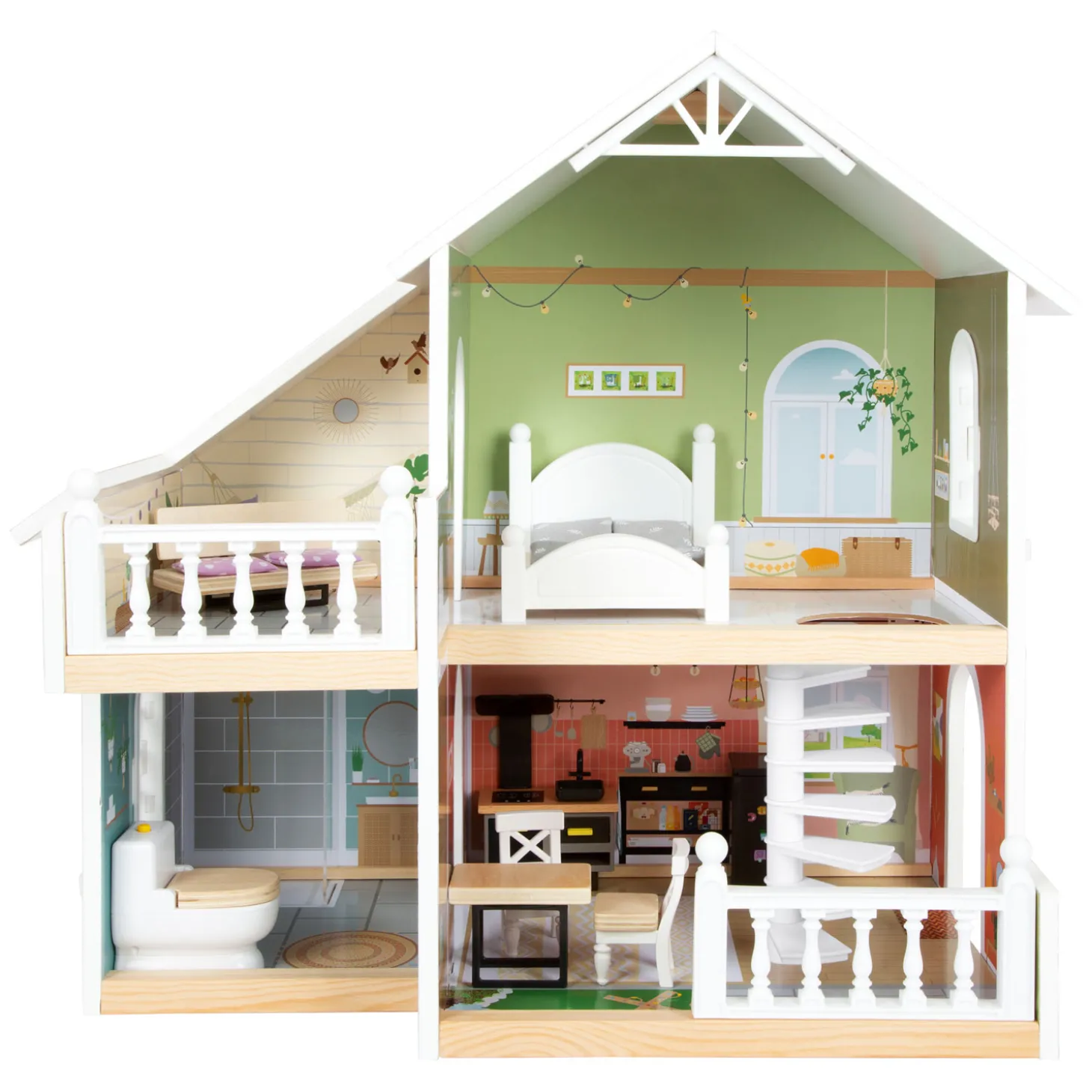 Small Foot - Houten Urban Villa Poppenhuis met Meubeltjes, 9dlg.