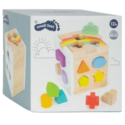Small Foot - Houten Vormenstoof Kubus Regenboog,
