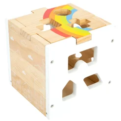 Small Foot - Houten Vormenstoof Kubus Regenboog,