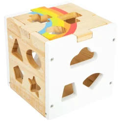 Small Foot - Houten Vormenstoof Kubus Regenboog,