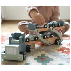 Small Foot - Houten Vrachtwagen Transporter Chicago met Auto's, 9dlg.