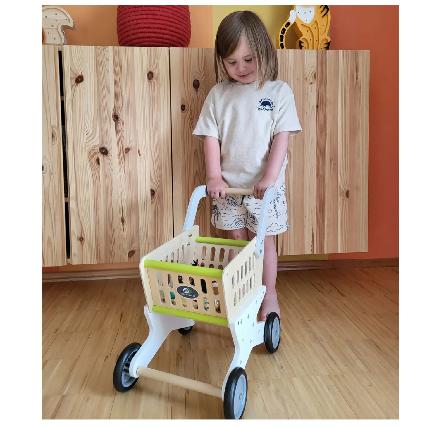 Small Foot - Houten Winkelwagen Supermarkt