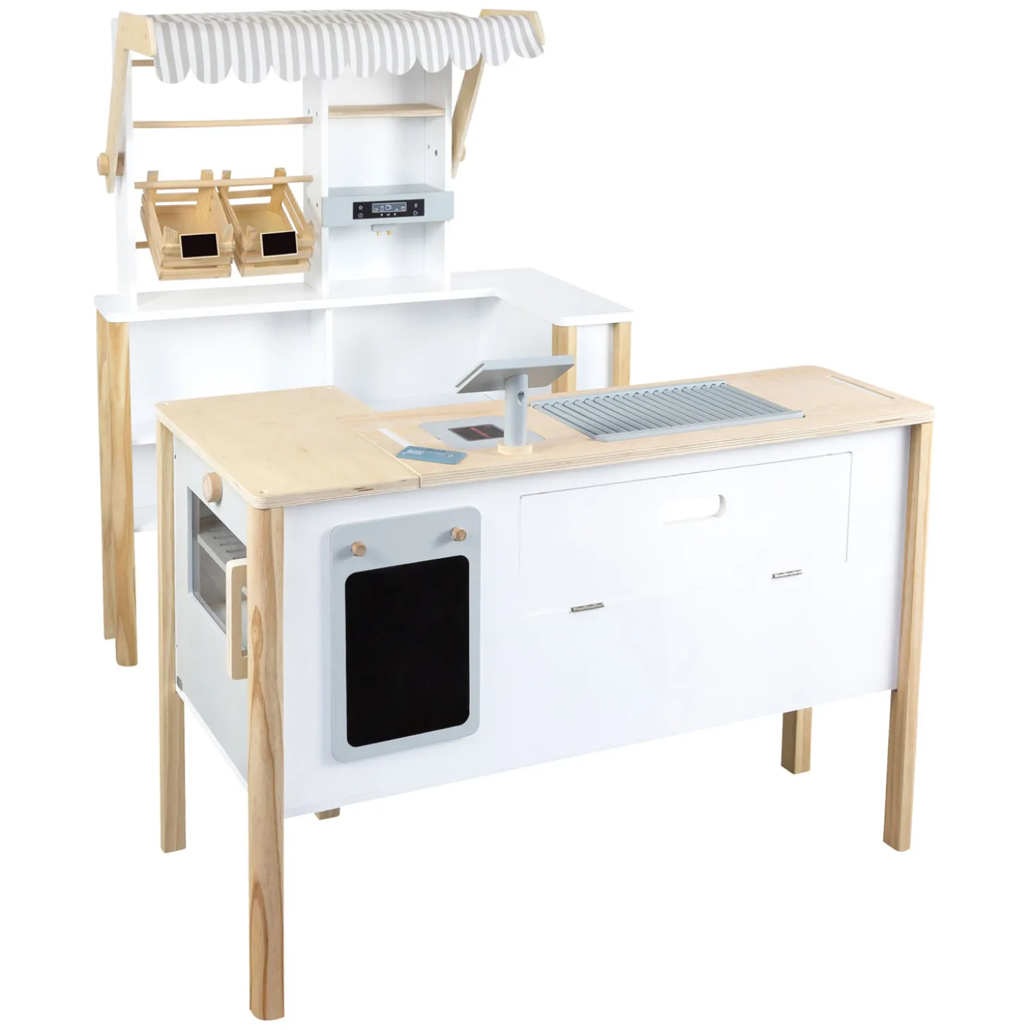 Small Foot - Houten Winkel Wit met Kassa en Lopende Band