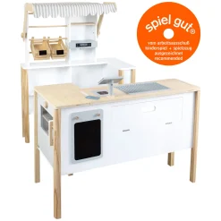 Small Foot - Houten Winkel Wit met Kassa en Lopende Band