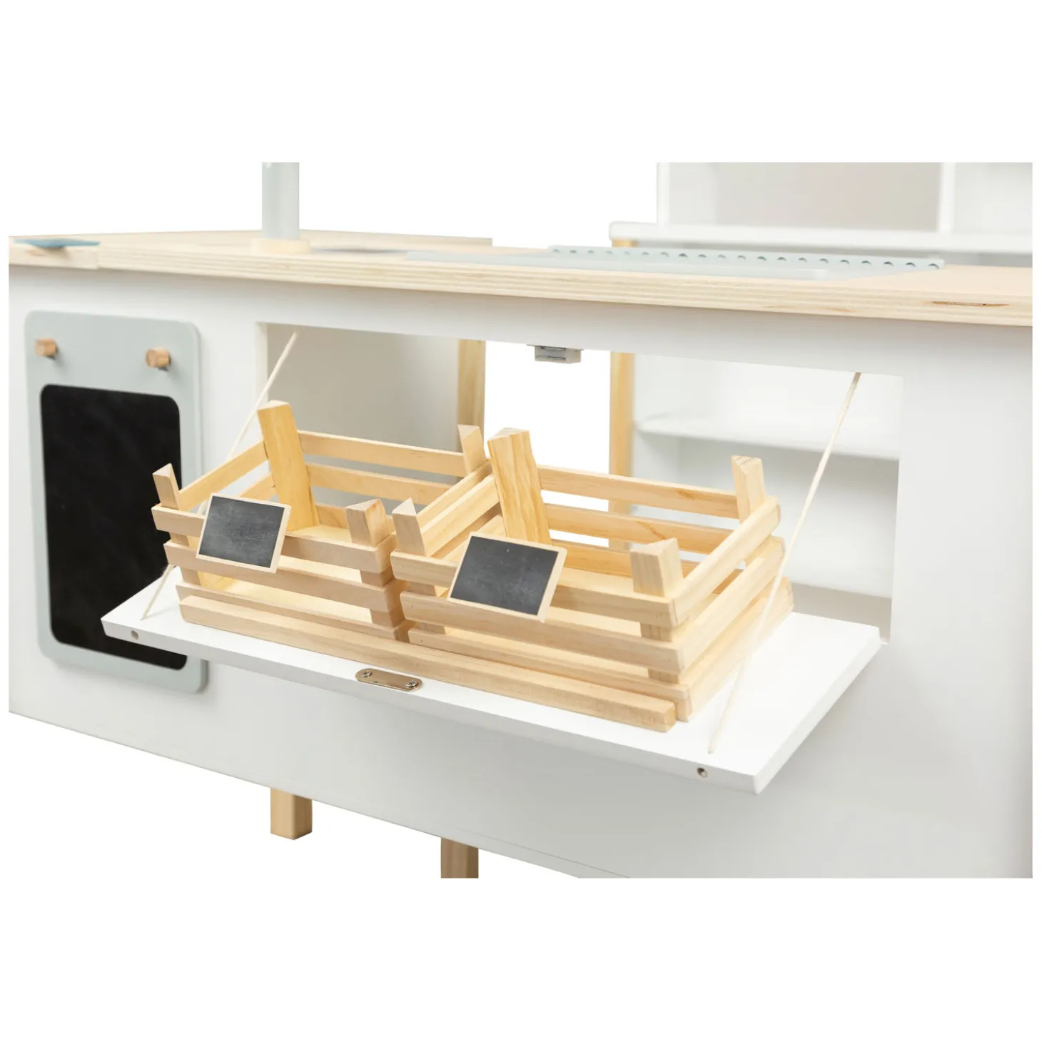 Small Foot - Houten Winkel Wit met Kassa en Lopende Band