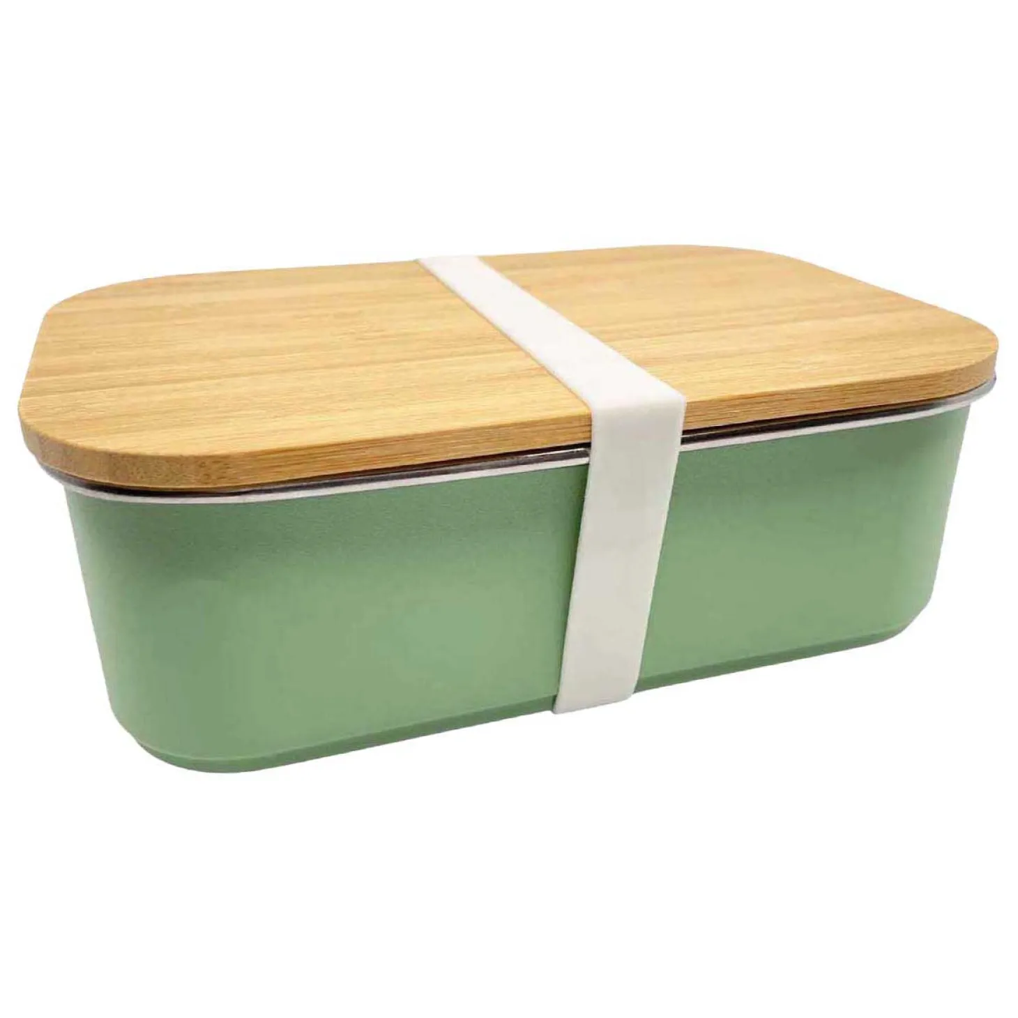 Smikkels RVS Broodtrommel met Bamboe Deksel 900ml - Groen