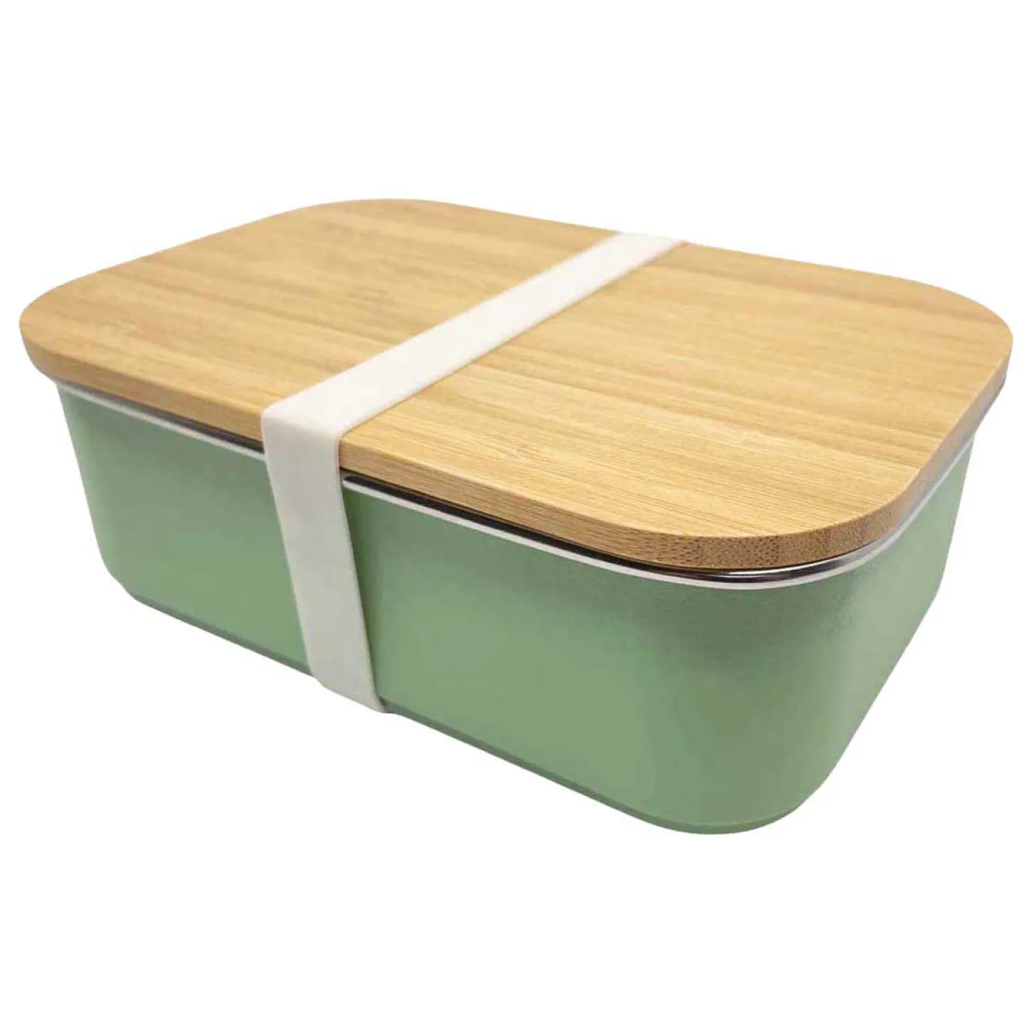 Smikkels RVS Broodtrommel met Bamboe Deksel 900ml - Groen