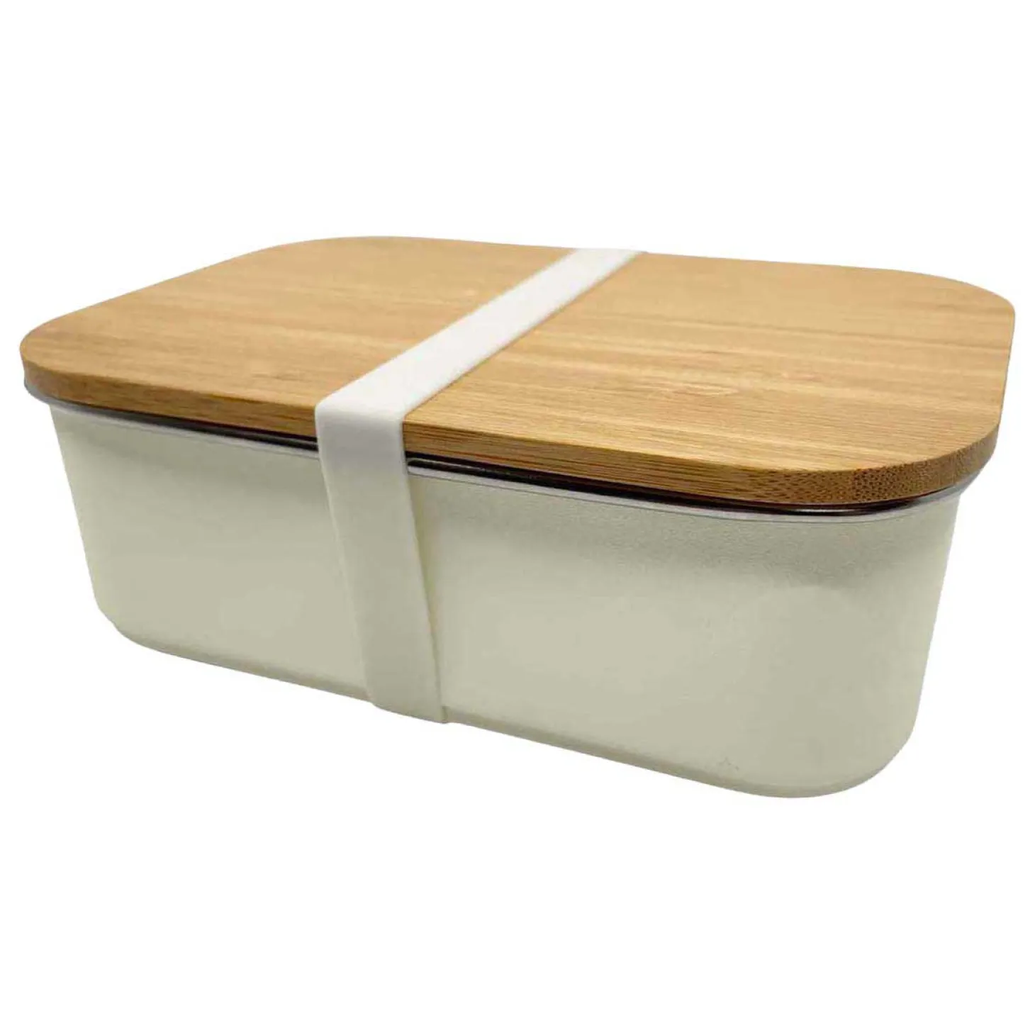 Smikkels RVS Broodtrommel met Bamboe Deksel 900ml - Wit