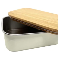 Smikkels RVS Broodtrommel met Bamboe Deksel 900ml - Wit