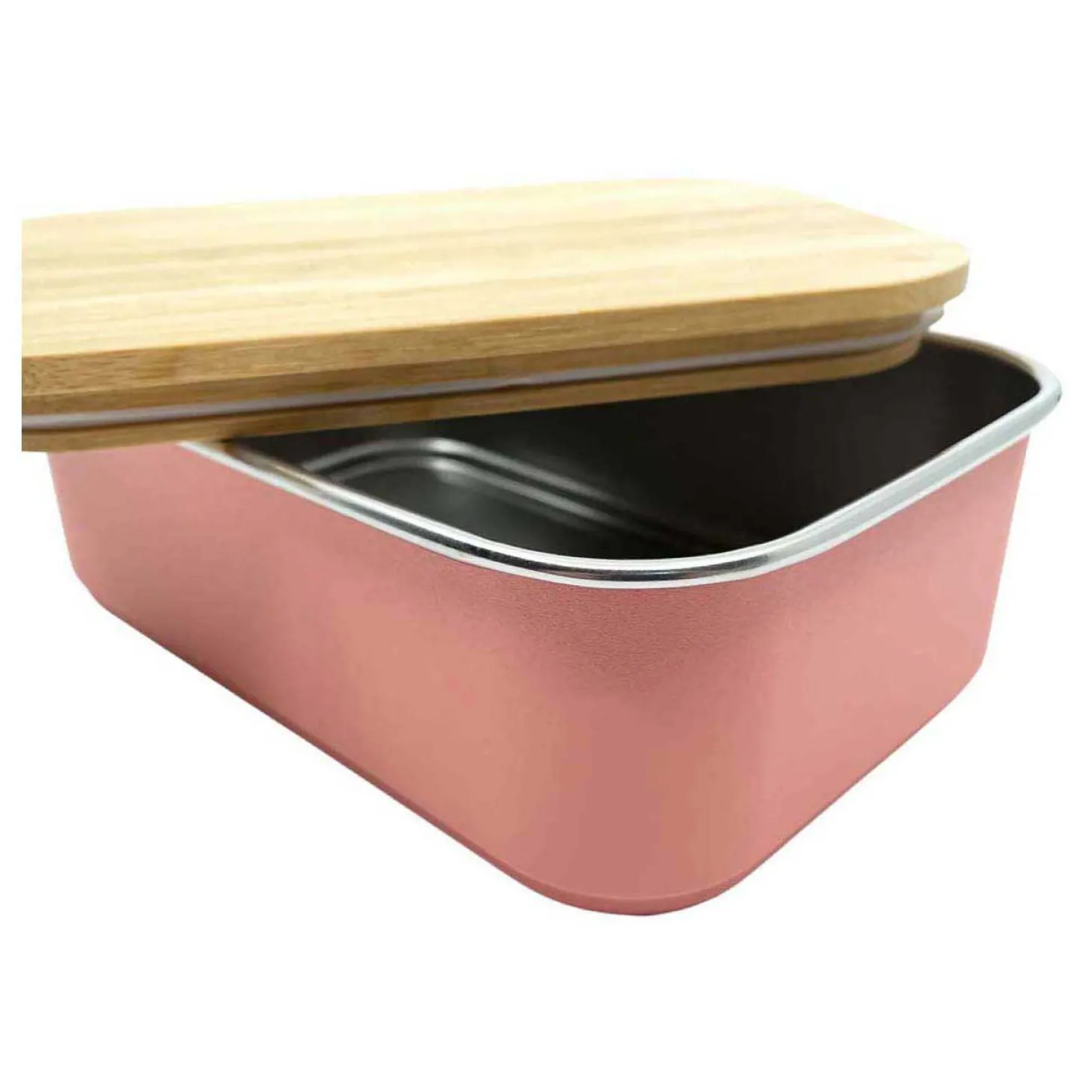 Smikkels RVS Broodtrommel met Bamboe Deksel 900ml - Roze