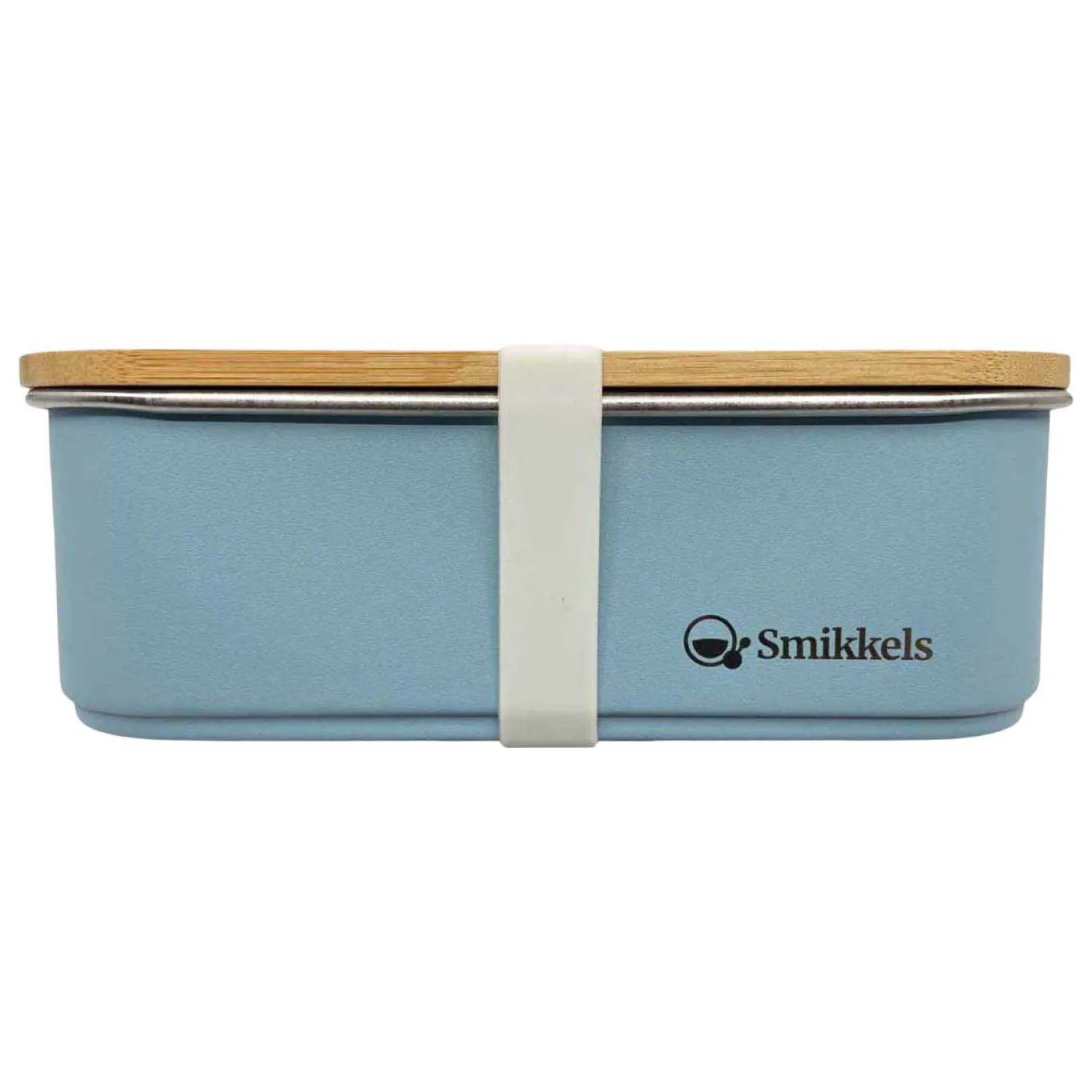 Smikkels RVS Broodtrommel met Bamboe Deksel 900ml - Blauw