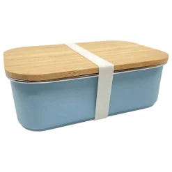 Smikkels RVS Broodtrommel met Bamboe Deksel 900ml - Blauw