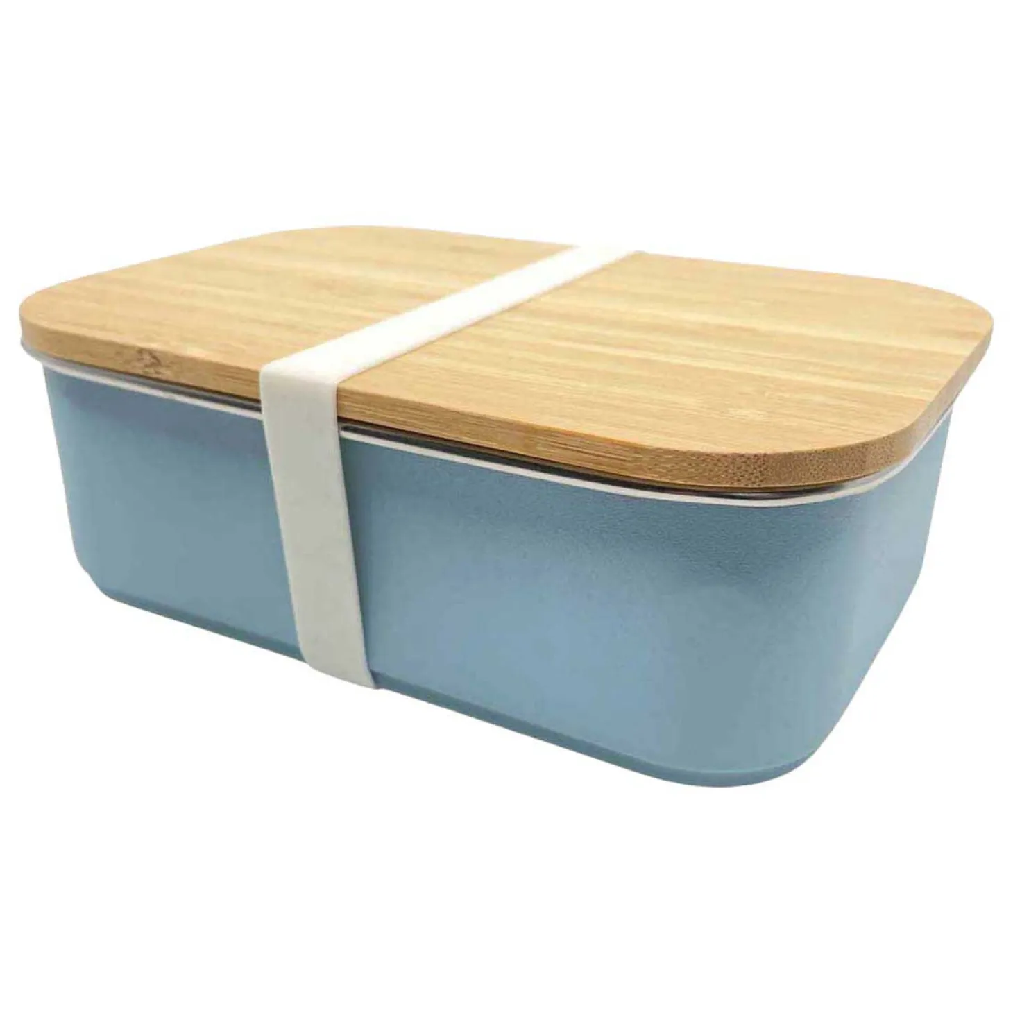 Smikkels RVS Broodtrommel met Bamboe Deksel 900ml - Blauw