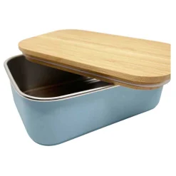 Smikkels RVS Broodtrommel met Bamboe Deksel 900ml - Blauw