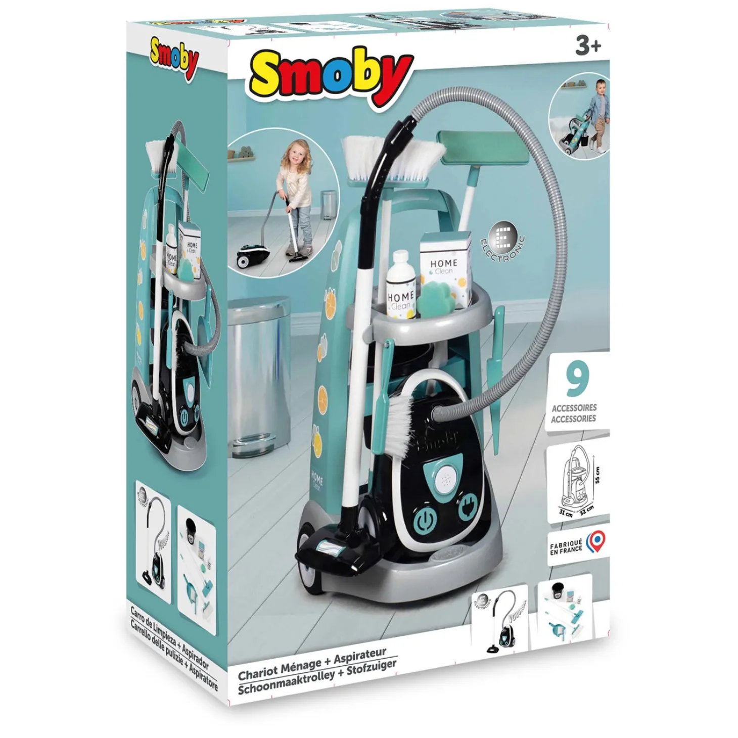 Smoby Schoonmaaktrolley met Stofzuiger, 8dlg.