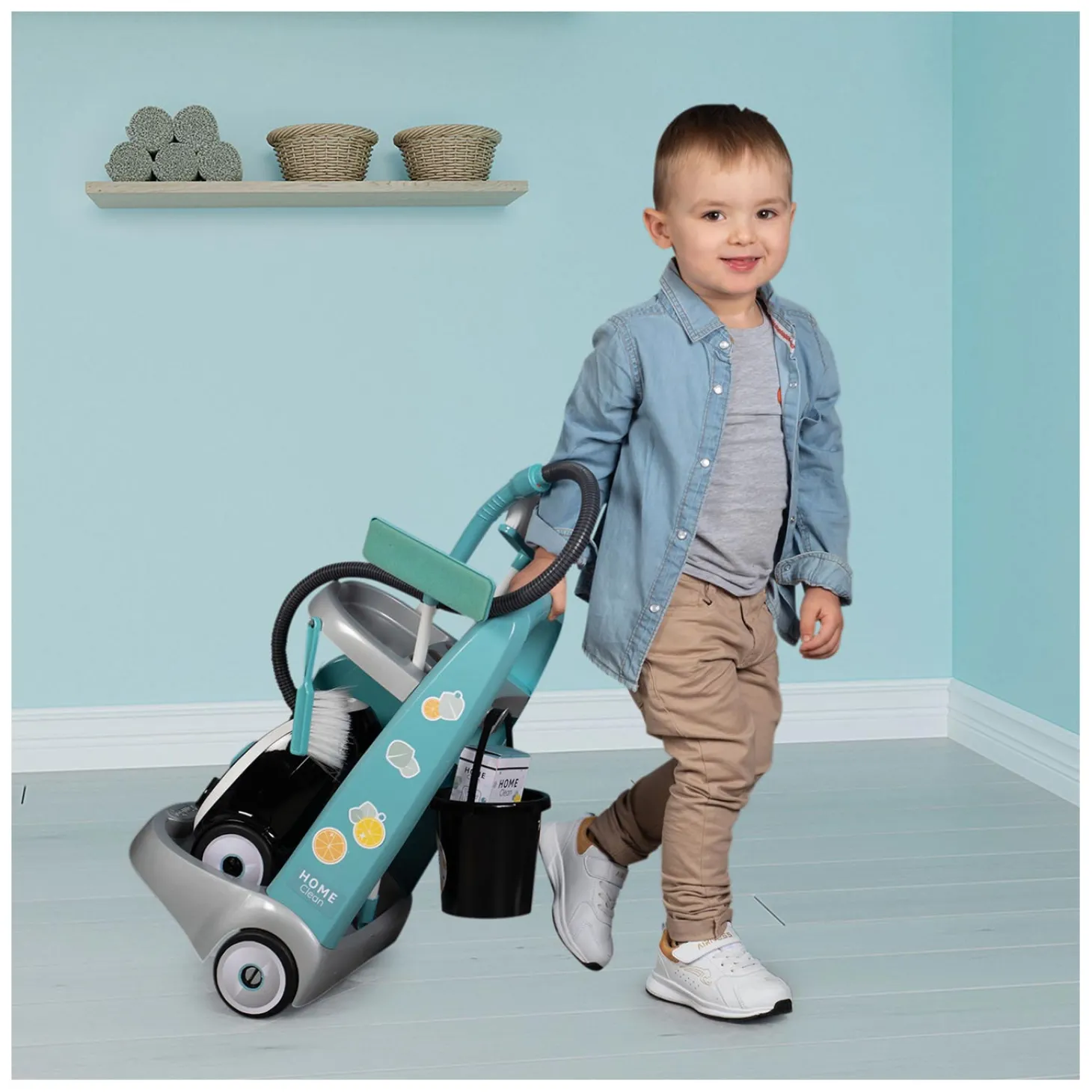 Smoby Schoonmaaktrolley met Stofzuiger, 8dlg.