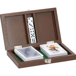 Speelkaarten- en Dobbelset in Houten Kist