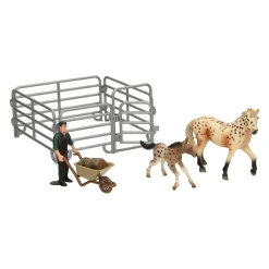 Speelset Paarden met Verzorger - Paarden met Stippen