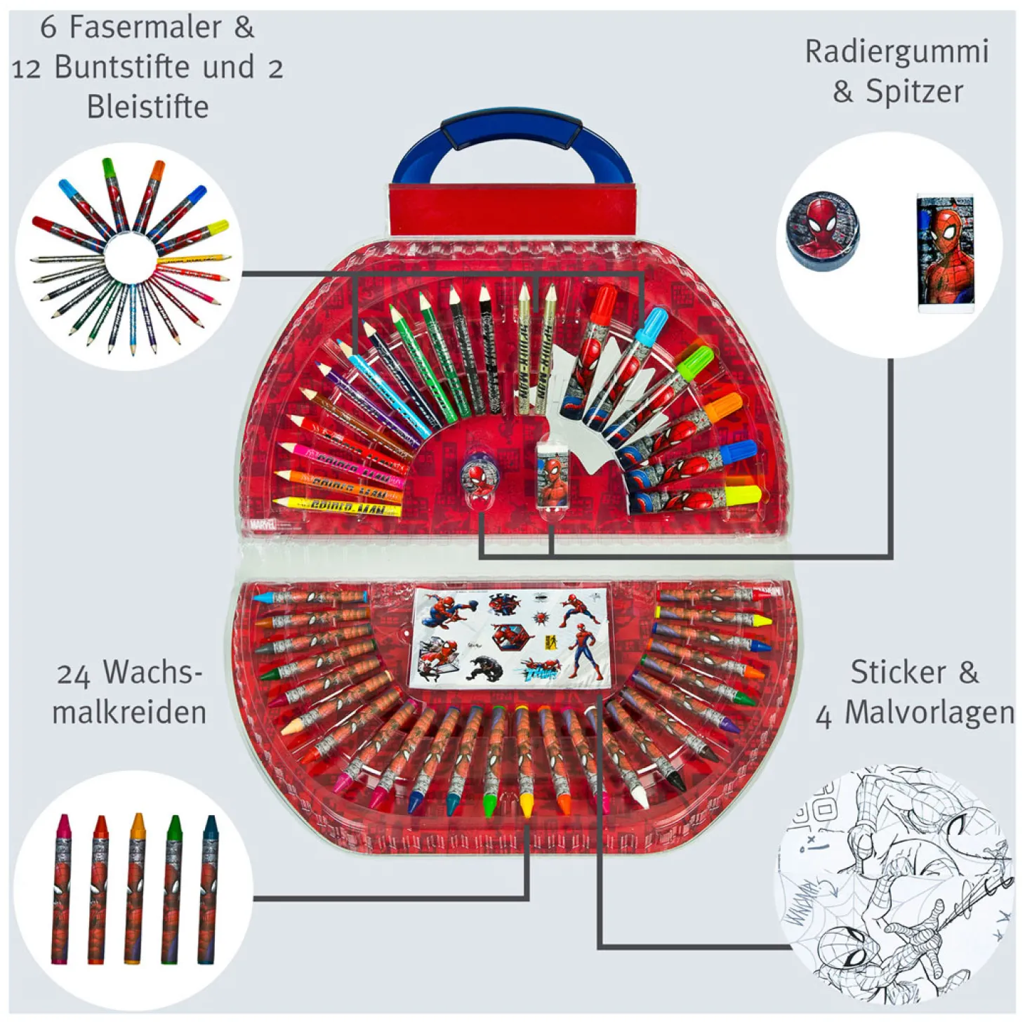 Spiderman Kleurkoffer, 51dlg.