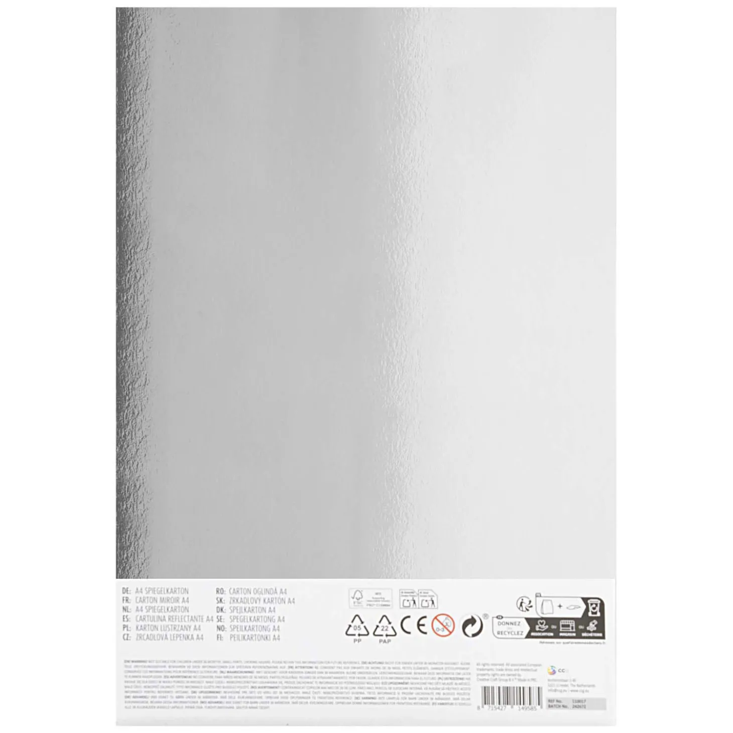 Spiegelkarton A4, 10 Vellen 10 Kleuren