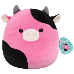 Squishmallows Knuffel Pluche - Zwarte en Roze Koe, 30cm