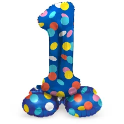 Staande Folieballon Colorful Dots Cijfer 1 - 72cm