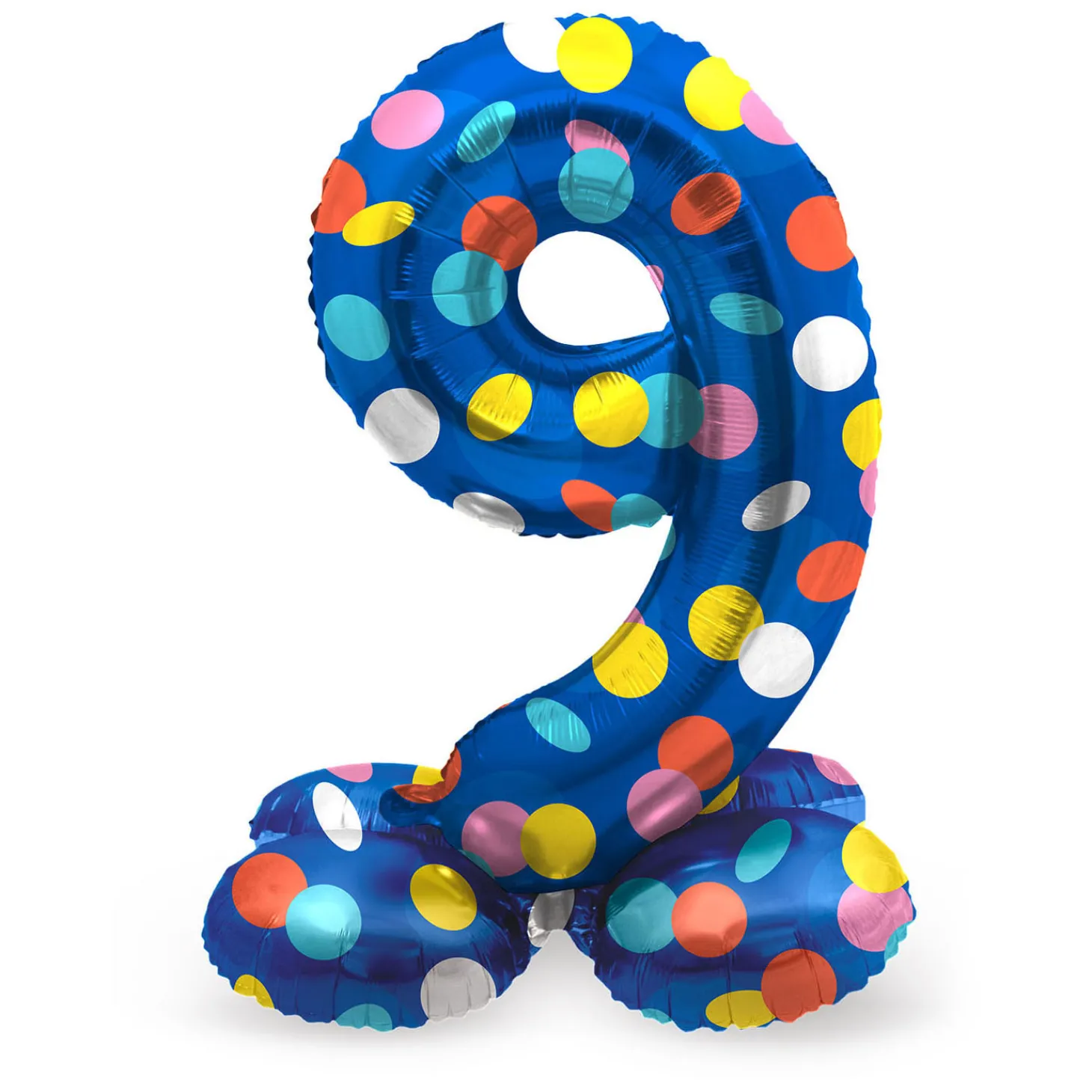 Staande Folieballon Colorful Dots Cijfer 9 - 72cm