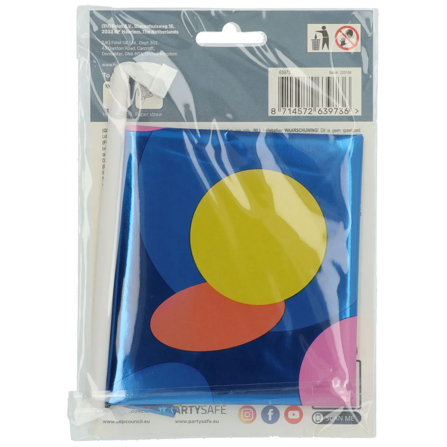 Staande Folieballon Colorful Dots Cijfer 3 - 72cm