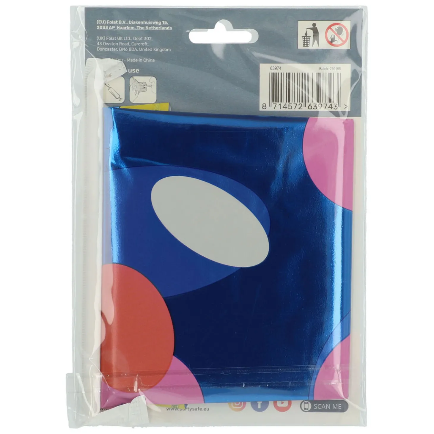 Staande Folieballon Colorful Dots Cijfer 4 - 72cm