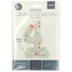 Staande Folieballon Joyful Party Cijfer 4 -72cm
