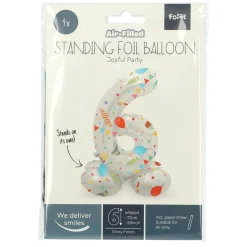 Staande Folieballon Joyful Party Cijfer 6 -72cm