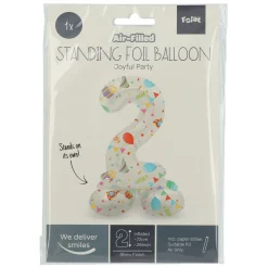 Staande Folieballon Joyful Party Cijfer 2 -72cm