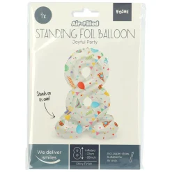 Staande Folieballon Joyful Party Cijfer 8 -72cm