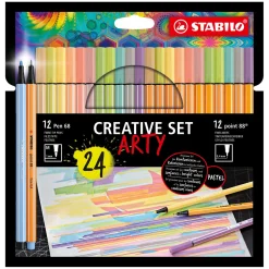STABILO Creative Set - Pen 68 & Point 88 Pastel - ARTY - Combi Etui 24 Stuks