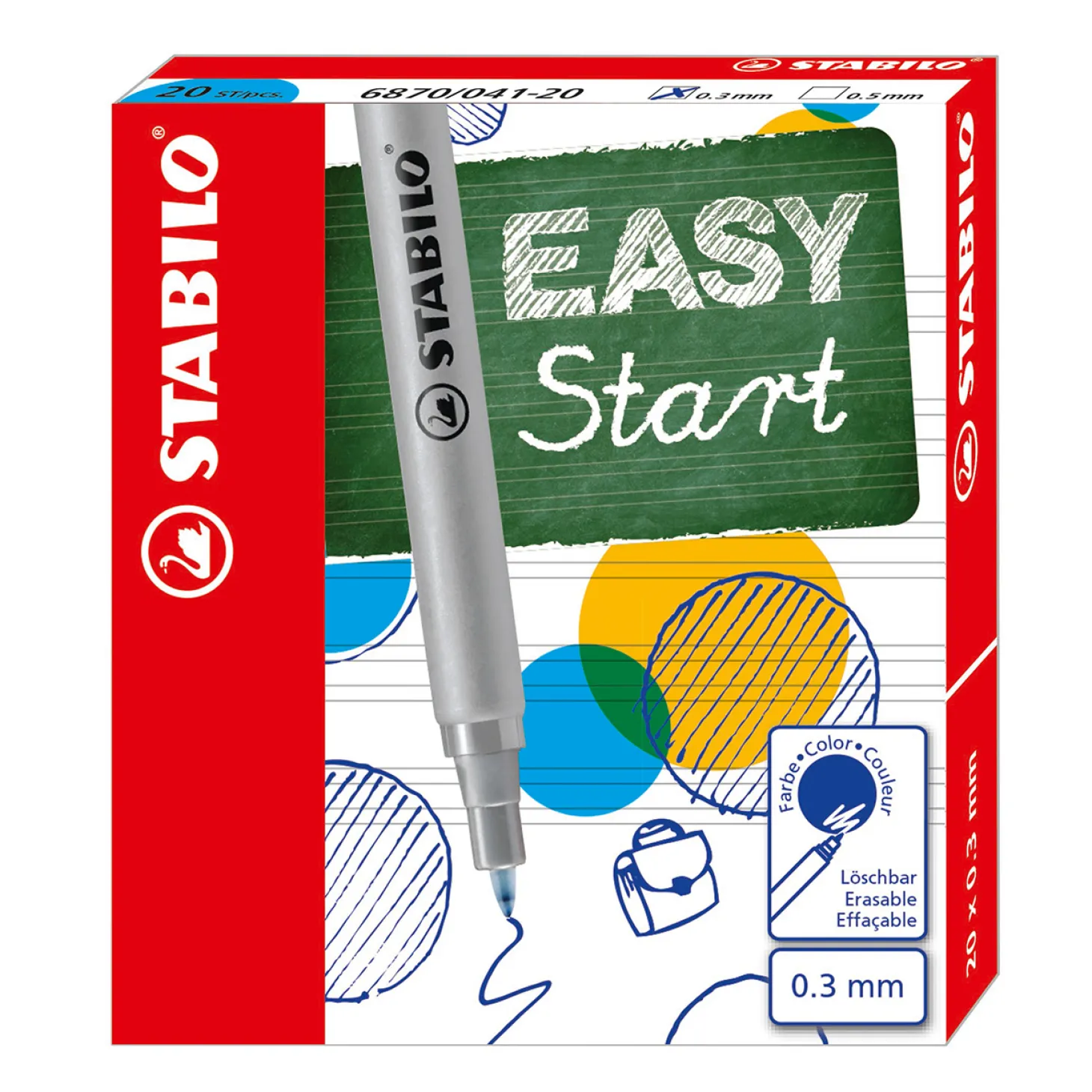 STABILO EASYoriginal - Navulling Fine - 20 Stuks - Blauw
