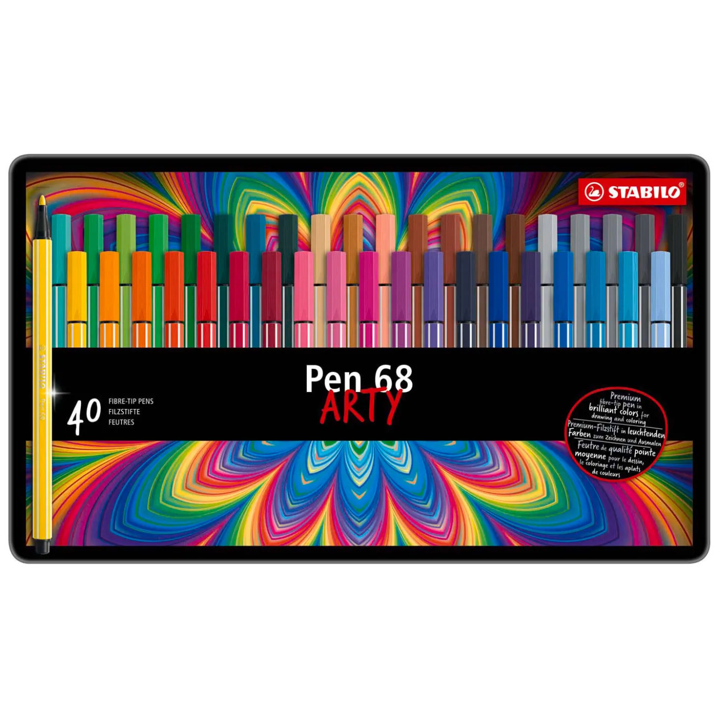 STABILO Pen 68 - Viltstift - Metalen Doos met 40 Stuks