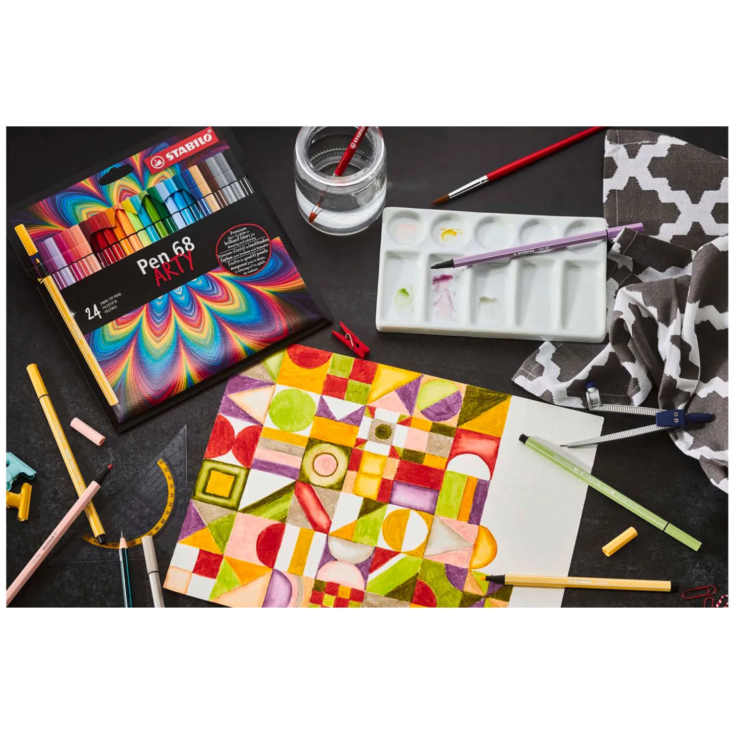 STABILO Pen 68 - Viltstift - Metalen Doos met 40 Stuks