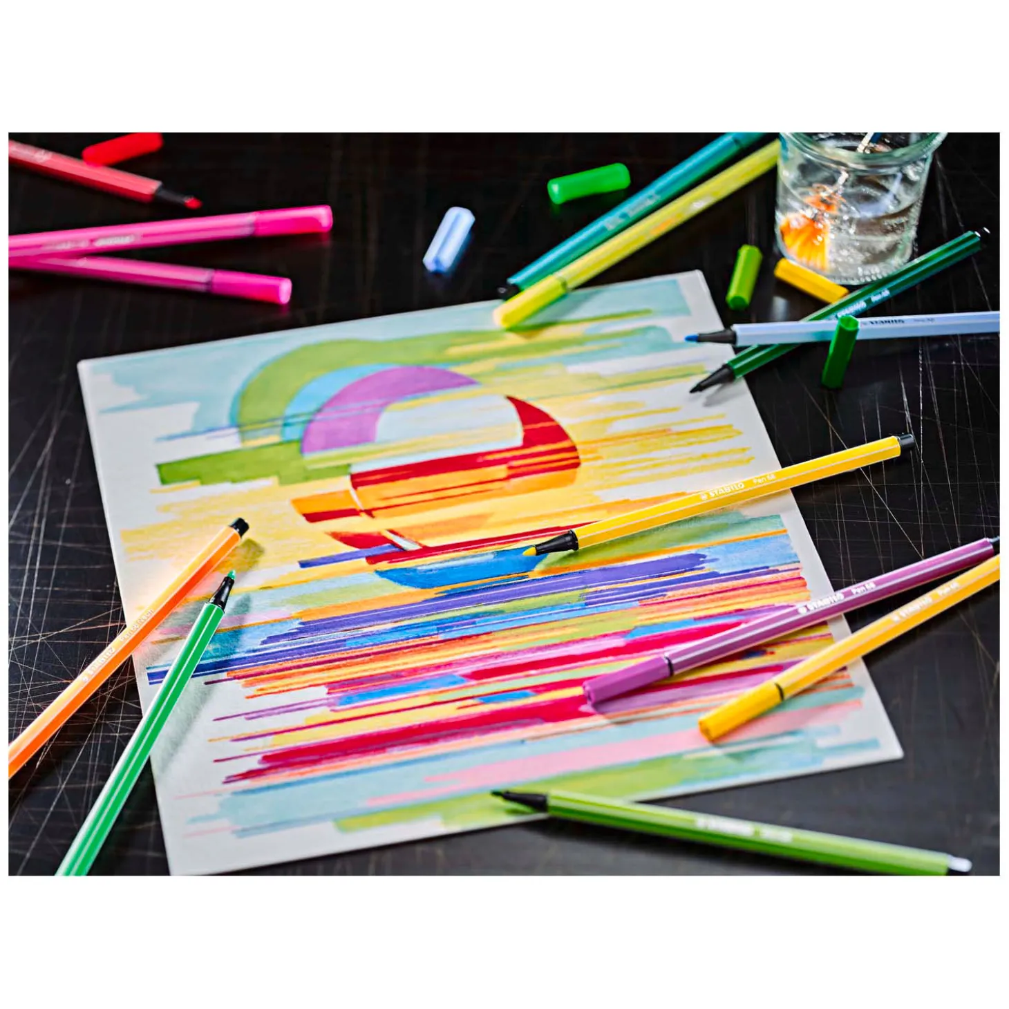 STABILO Pen 68 - Viltstift - Metalen Doos met 40 Stuks